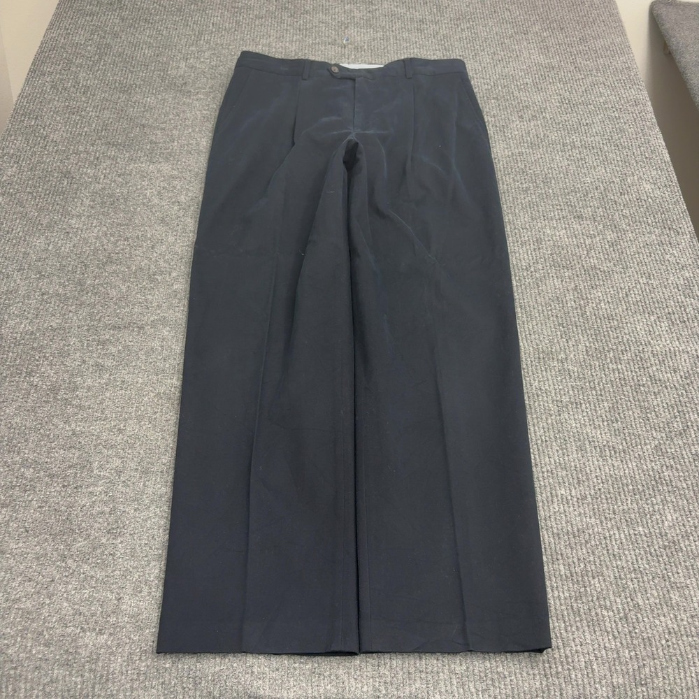 Talbots Pants Mens 36x32 Navy Blue Cotton Pleated Chinos Business Casual Classic